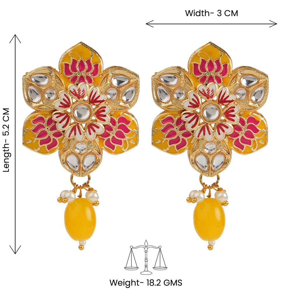 Elvisha- Hanging Bead Stud Earrings(yellow)