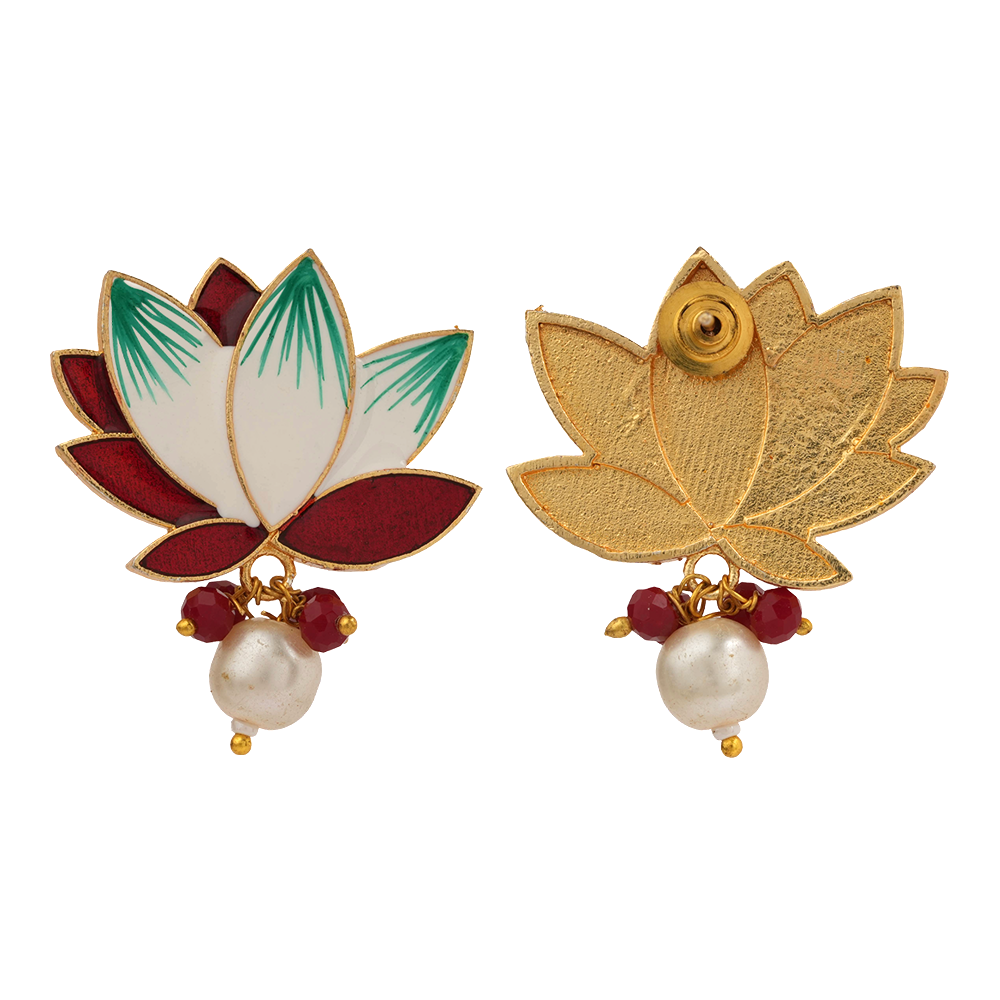 Kiyona – Hanging Pearl Stud Earrings