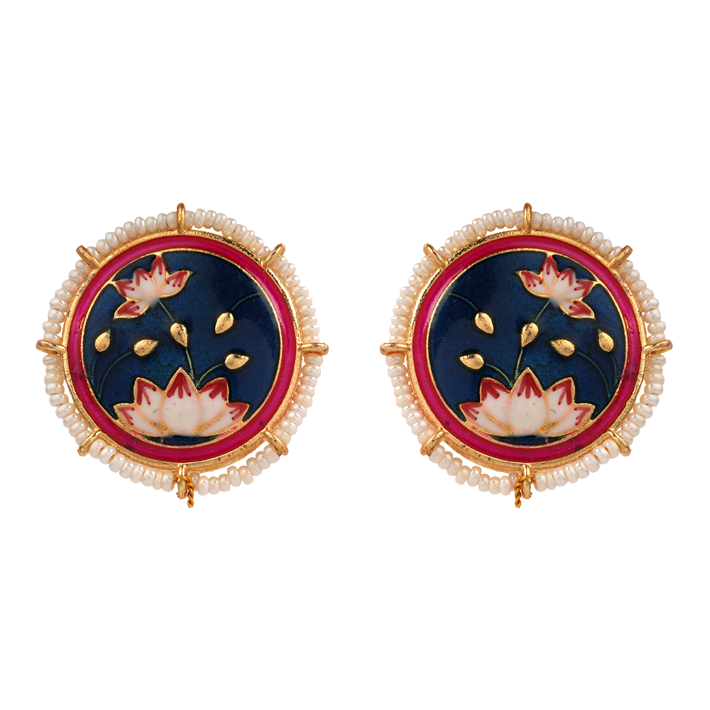 Liorna- Pearl framed stud earrings (Blue)