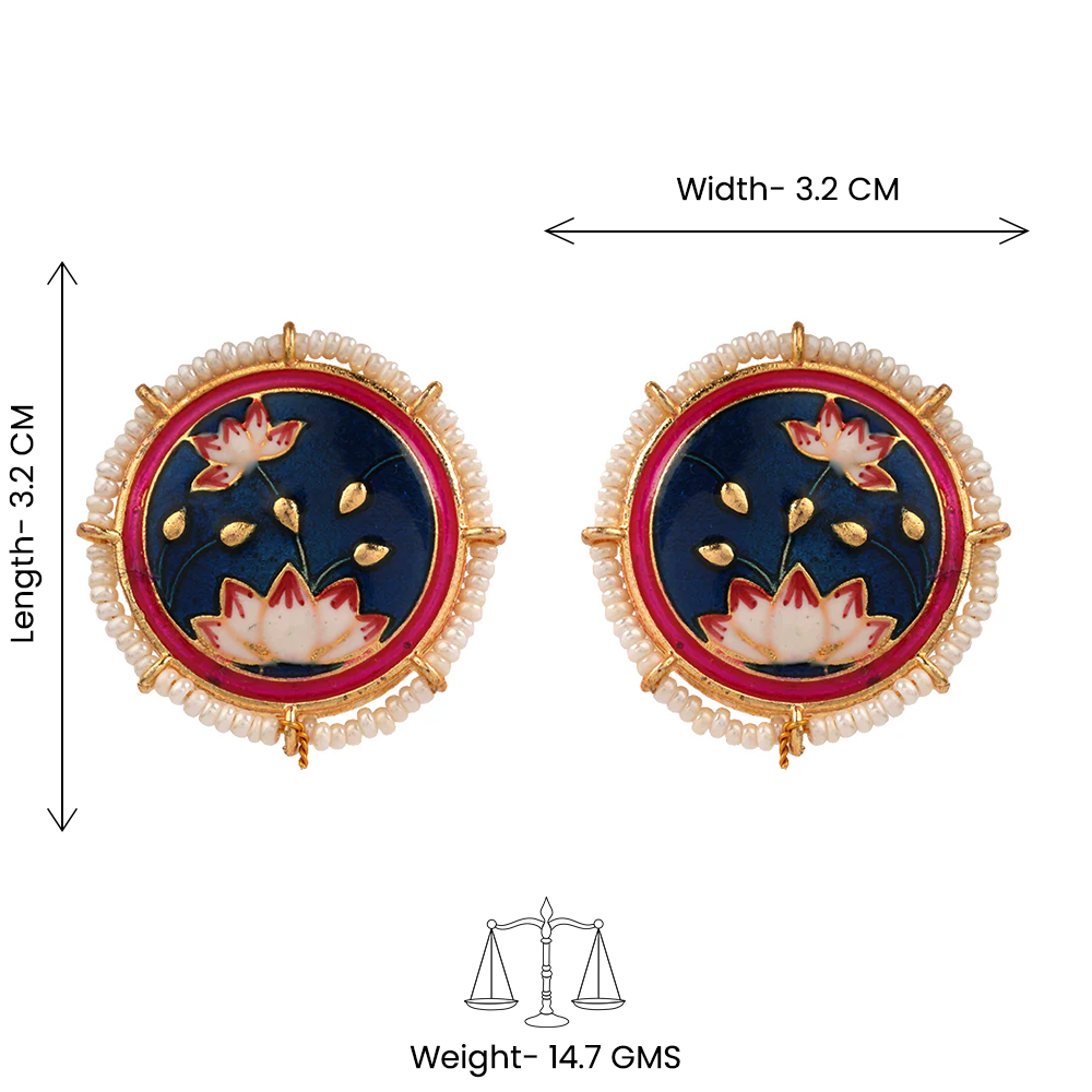 Liorna- Pearl framed stud earrings (Blue)