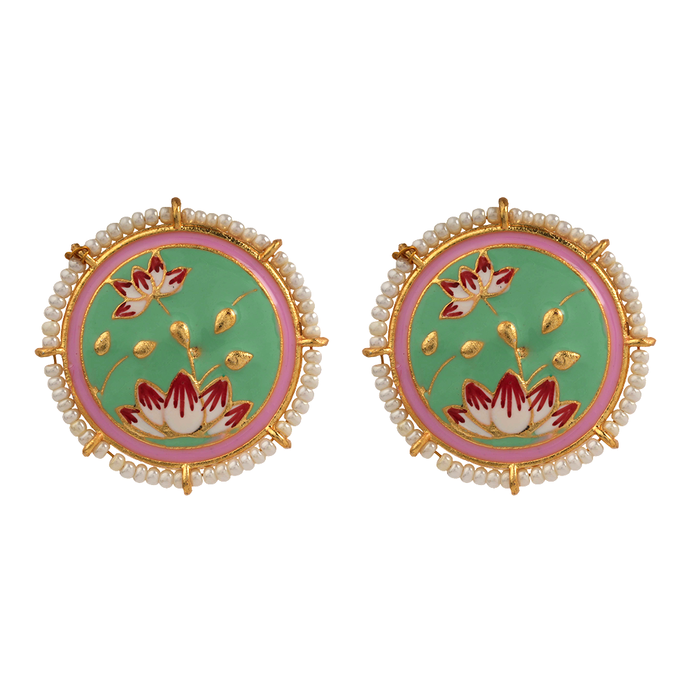 Liorna- Pearl framed stud earrings (Pista)
