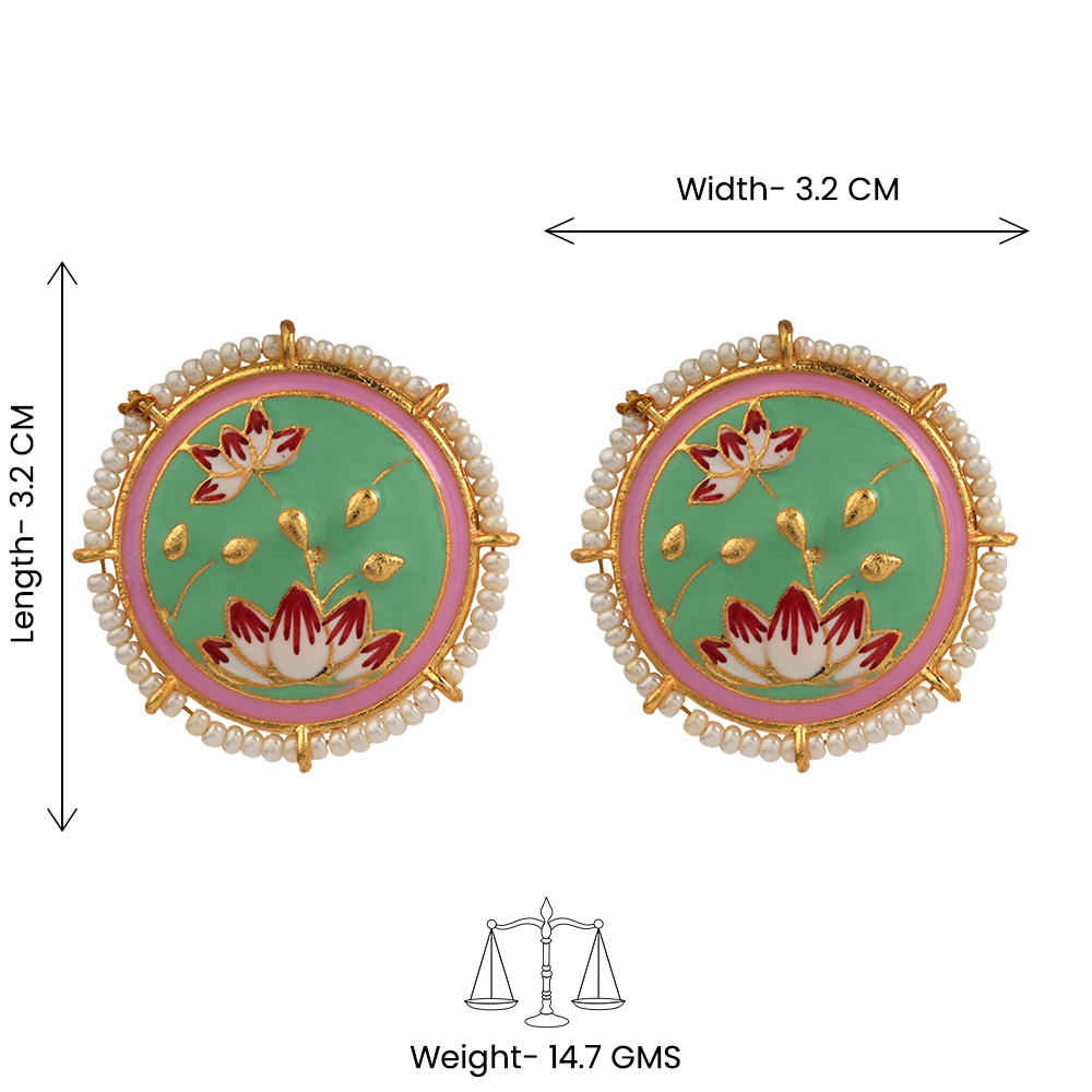 Liorna- Pearl framed stud earrings (Pista)