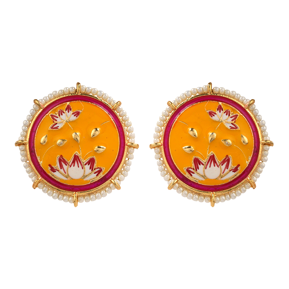 Liorna- Pearl framed stud earrings (Yellow)