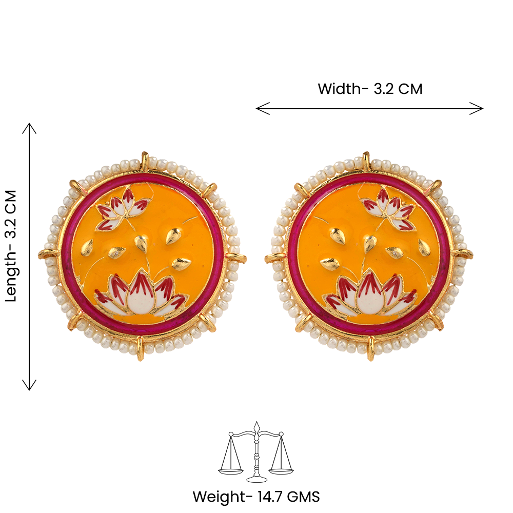 Liorna- Pearl framed stud earrings (Yellow)