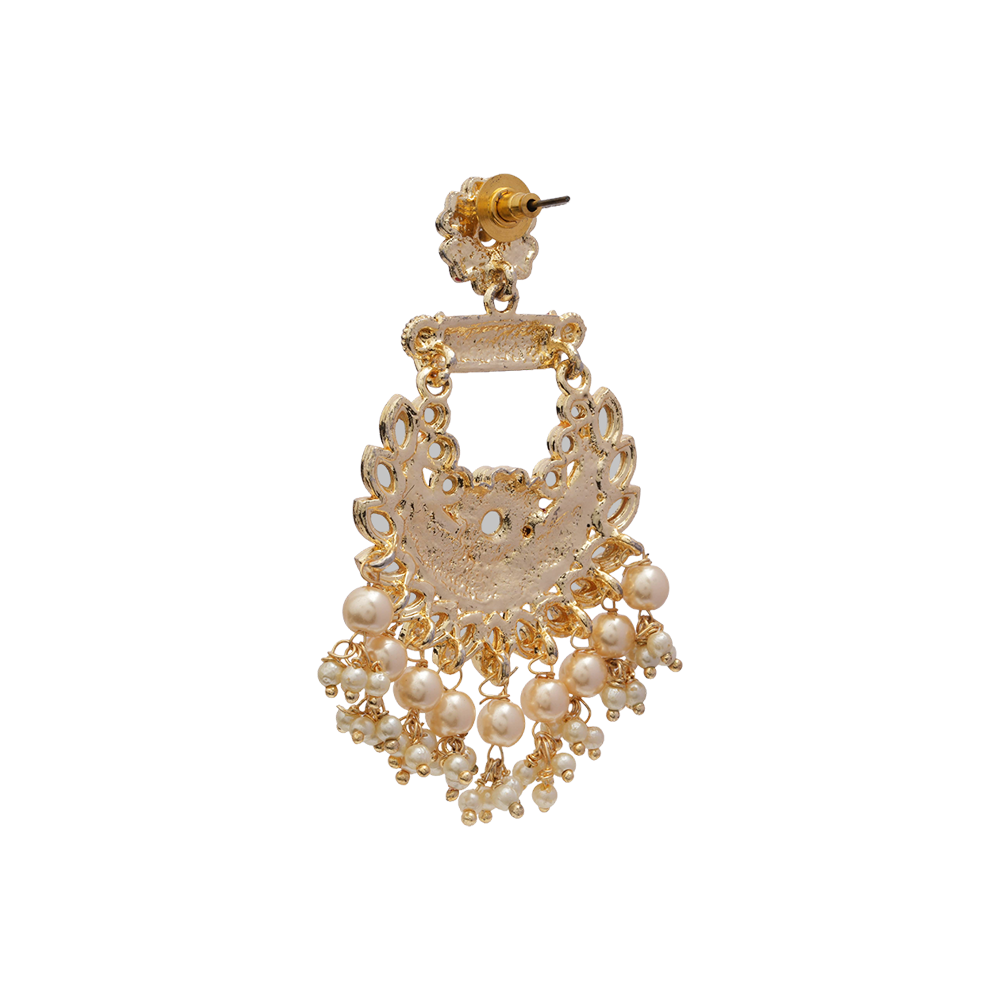 Sohini- Stone Studded Hanging Pearl Dangler Earrings(Green)