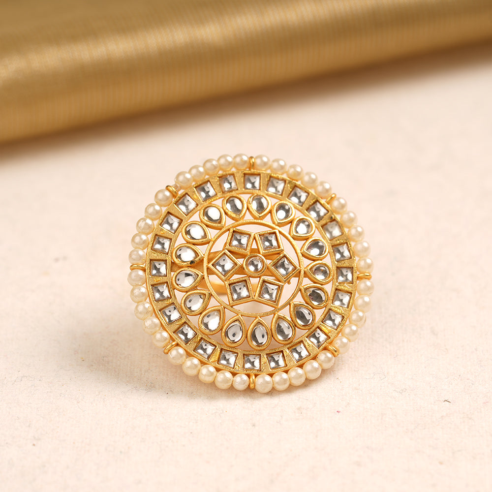 Swara- Kundan and Pearl studded adjustable Ring