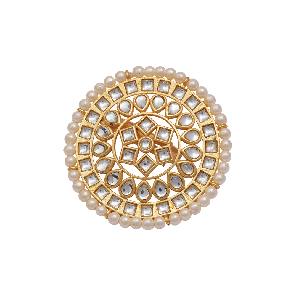 Swara- Kundan and Pearl studded adjustable Ring