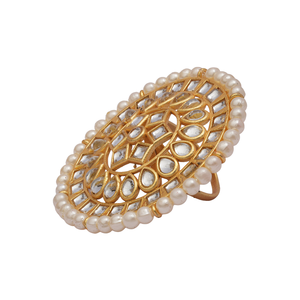 Swara- Kundan and Pearl studded adjustable Ring