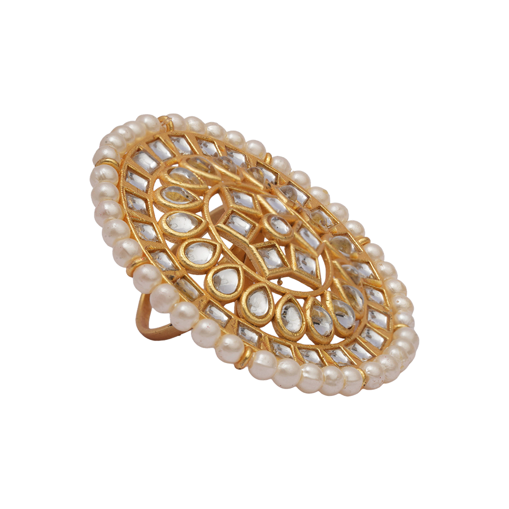 Swara- Kundan and Pearl studded adjustable Ring