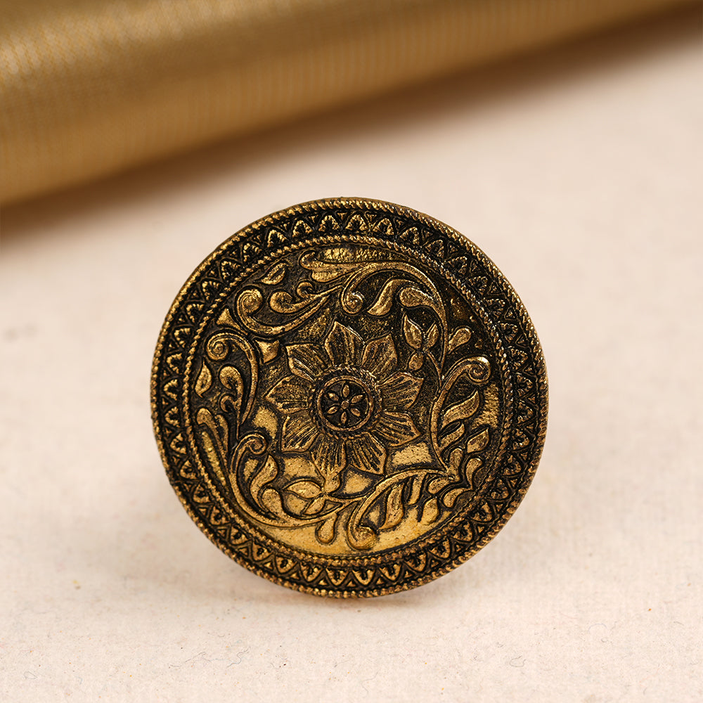 Aaradhya- Golden Carved Adjustable Ring