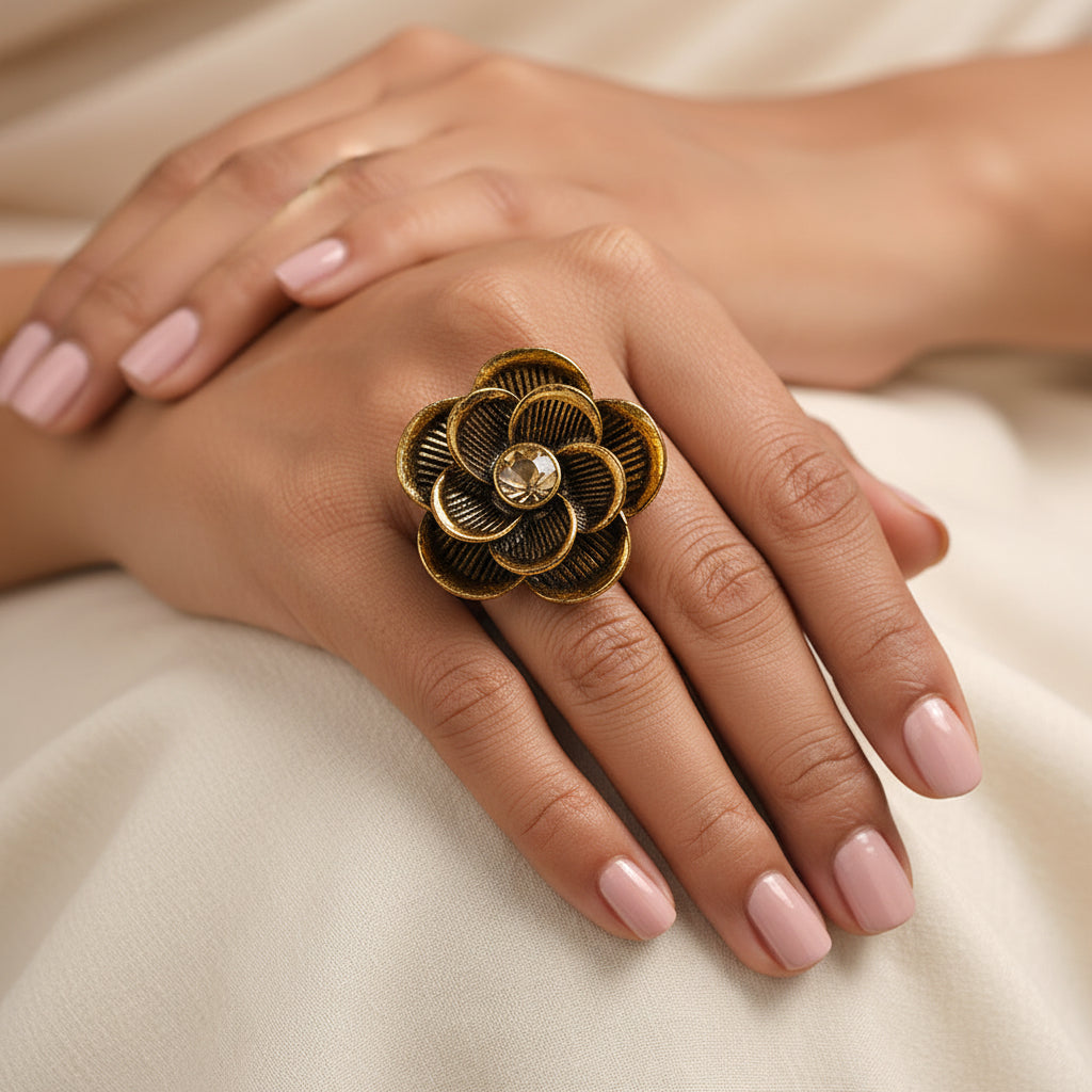 Anuradha- Golden Adjustable Ring