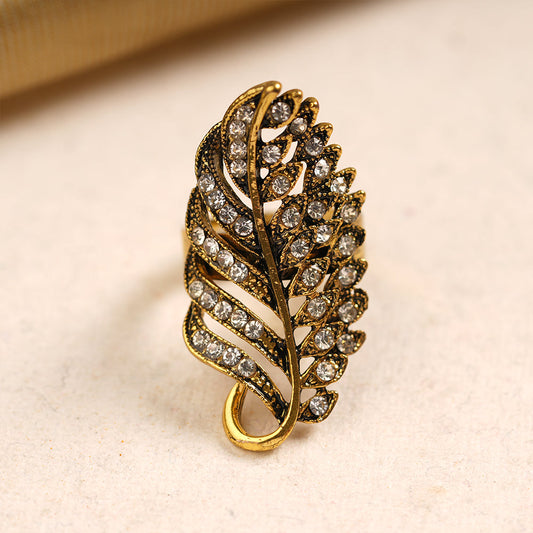 Charulata- Stone Studded Golden Adjustable Ring