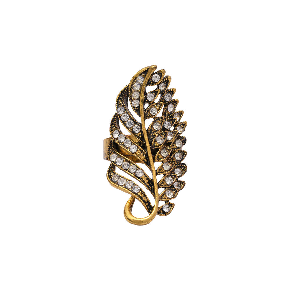 Charulata- Stone Studded Golden Adjustable Ring