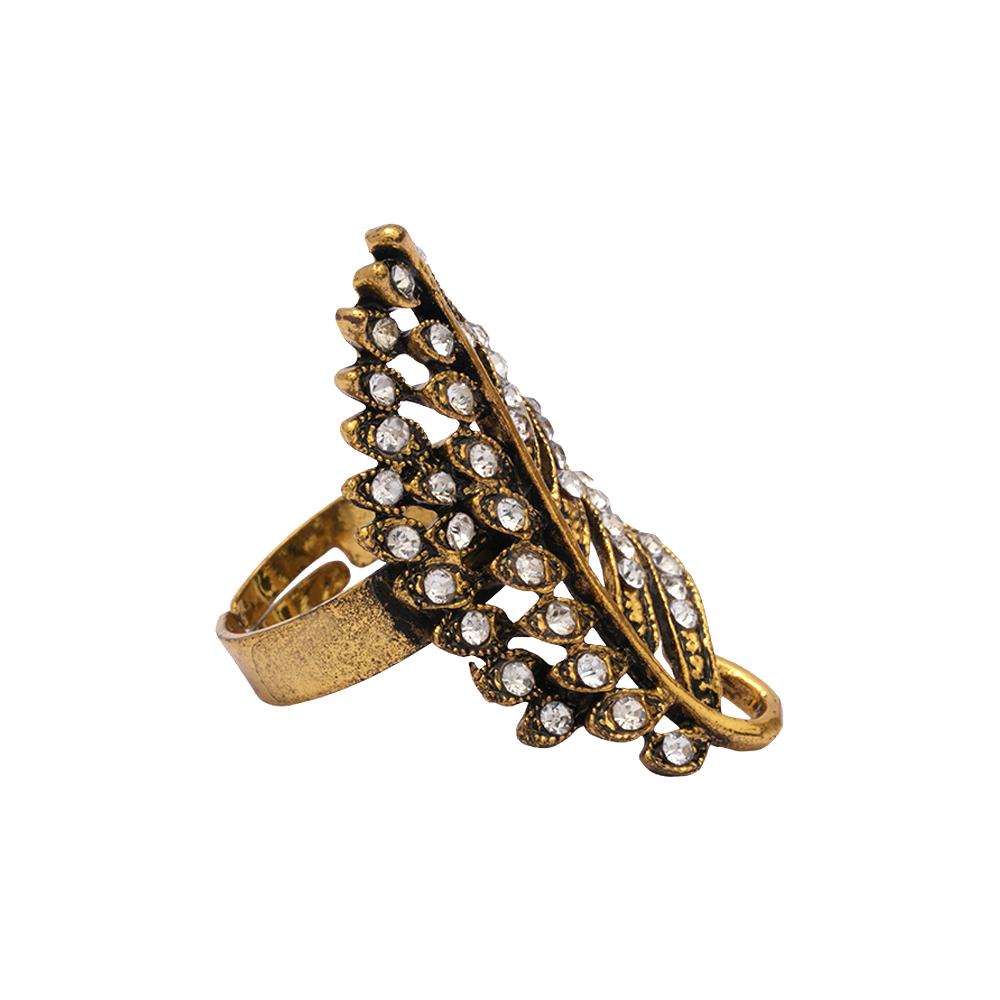 Charulata- Stone Studded Golden Adjustable Ring