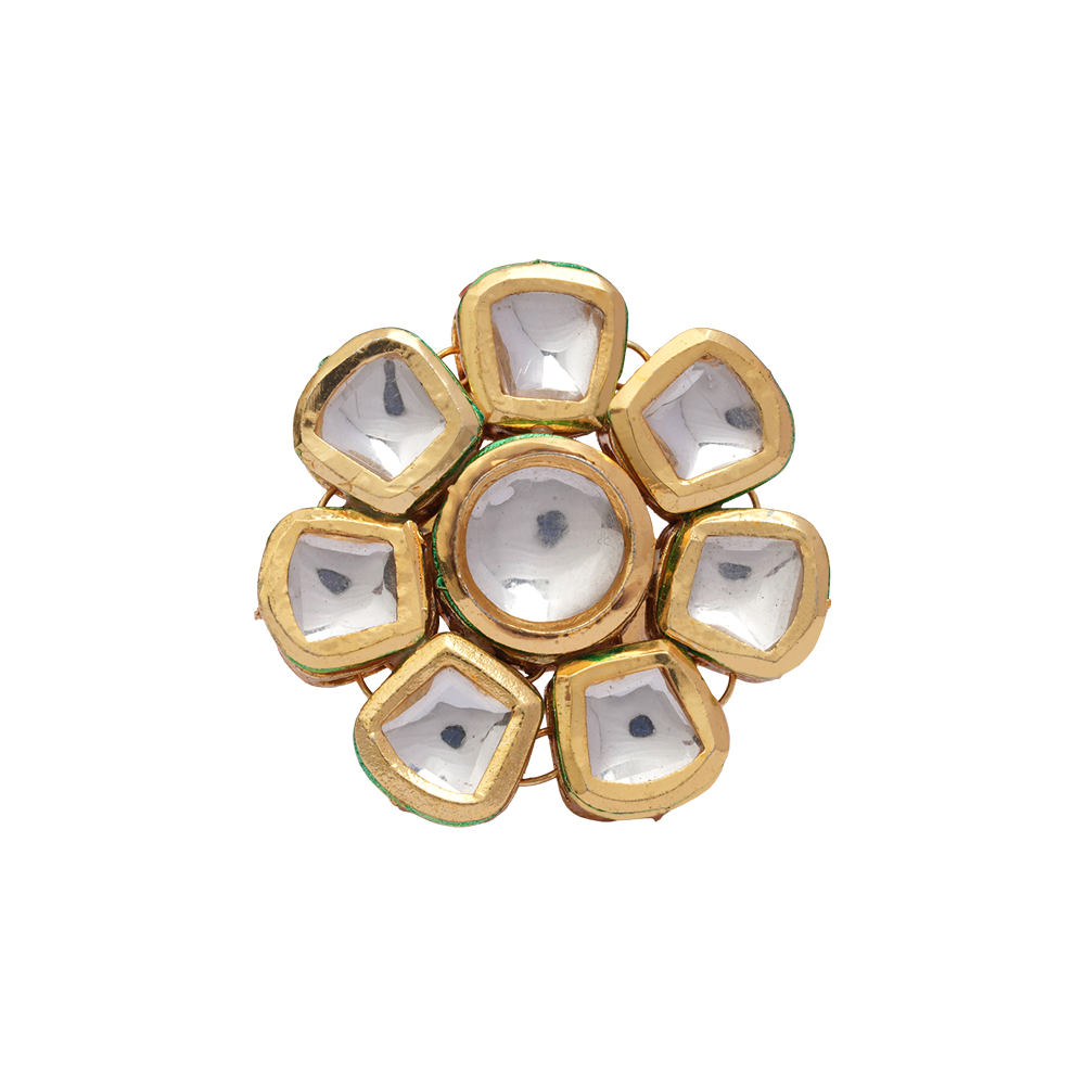 Gaurika- Stone Studded Golden Framed Adjustable Ring