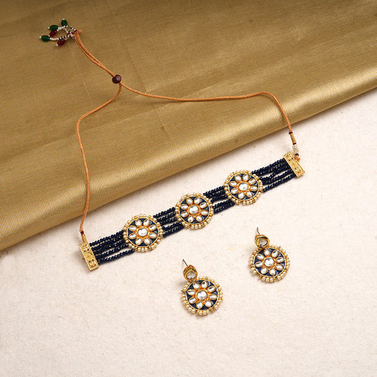 Kumudini- Stone Studded Beaded Neckpiece Set