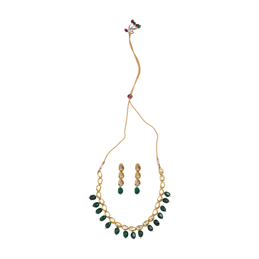 Madhavi- Kundan Studded Hanging Pearl Neckpiece Set