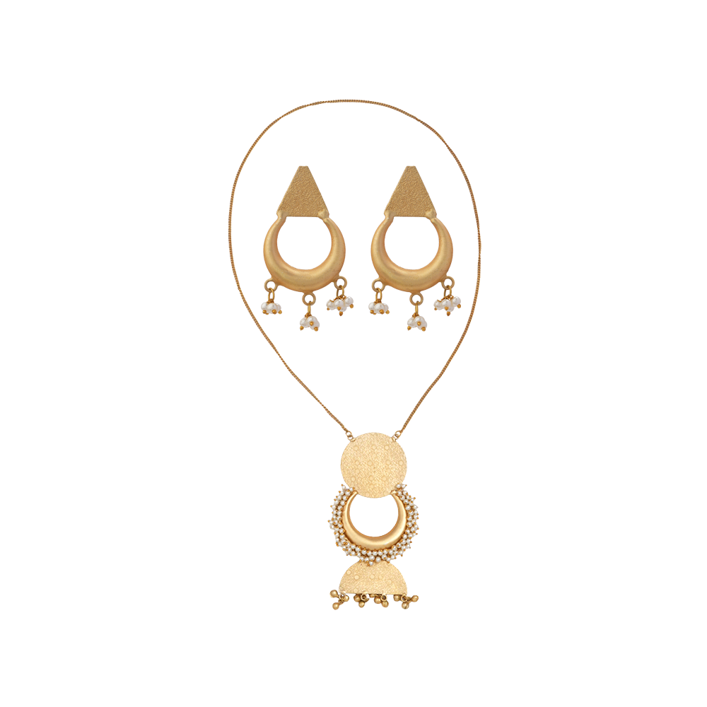 Malvika- Hanging Pearl Chain Neckpiece Set
