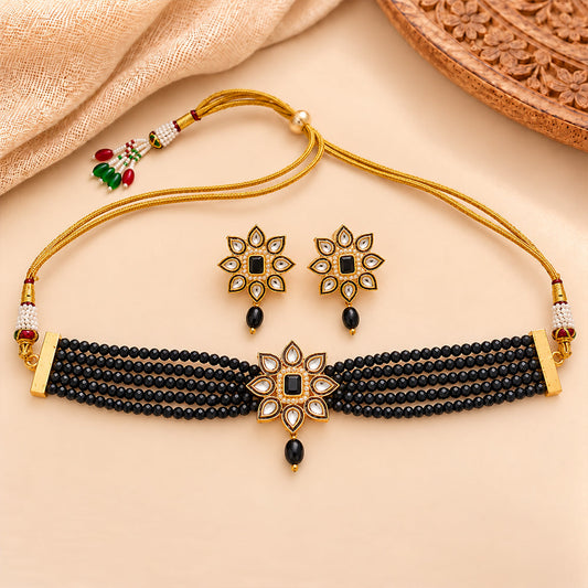 Meenakari Necklace Set (Black)