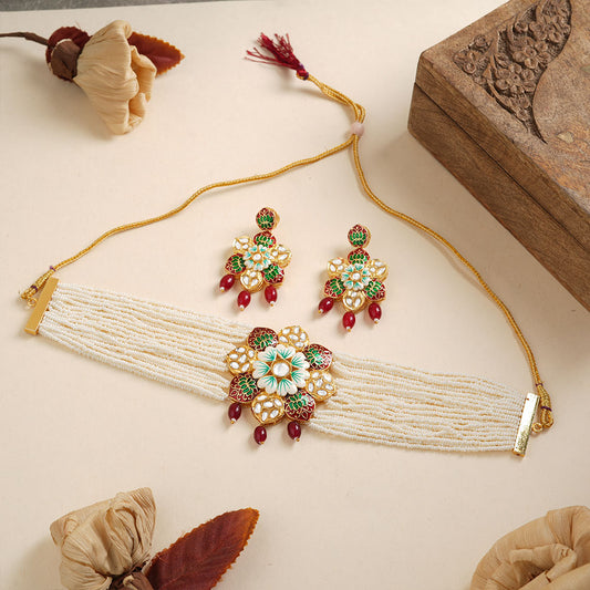 Liyana- Stone studded Neckpiece set(Red)