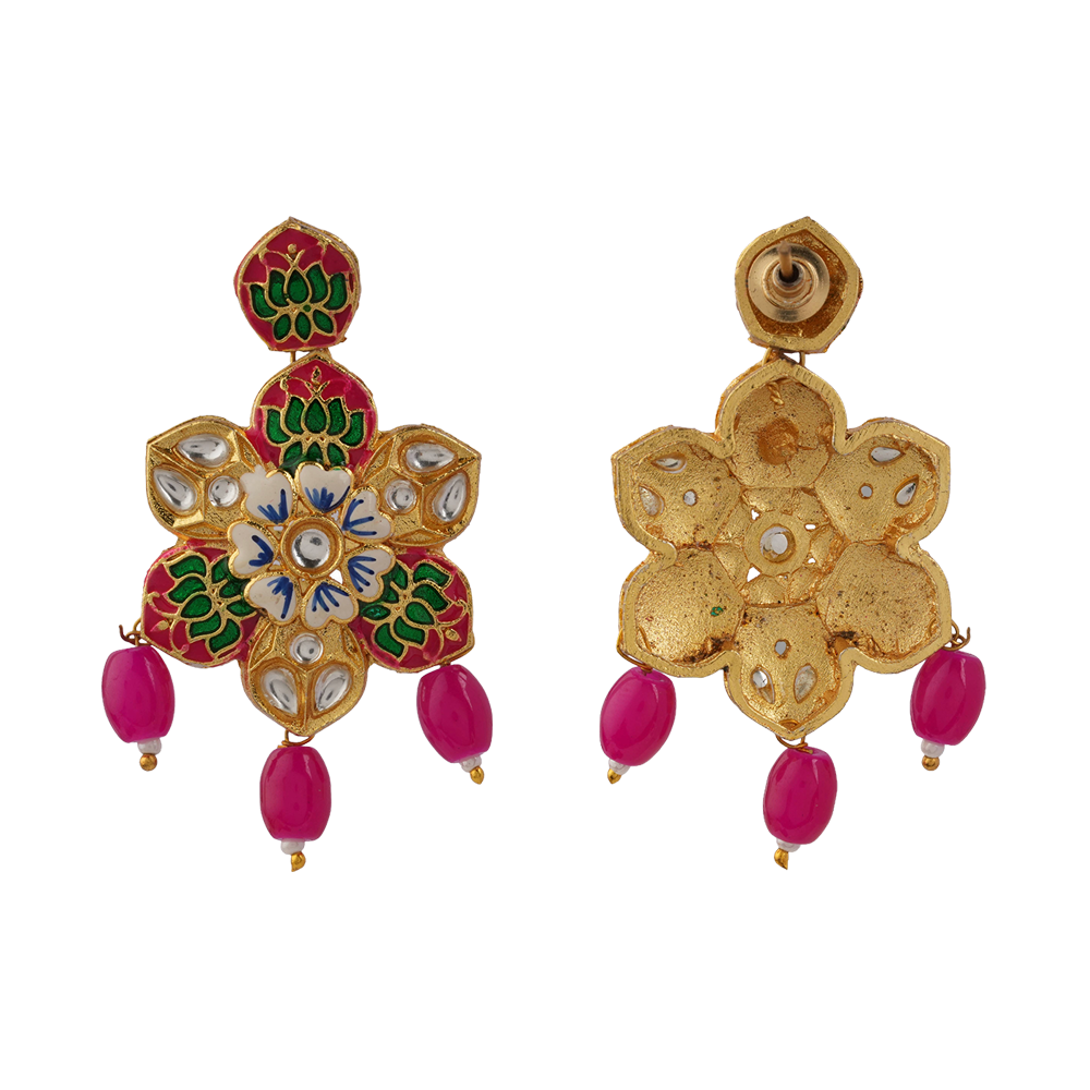 Liyana- Stone studded Neckpiece set(Baby Pink)