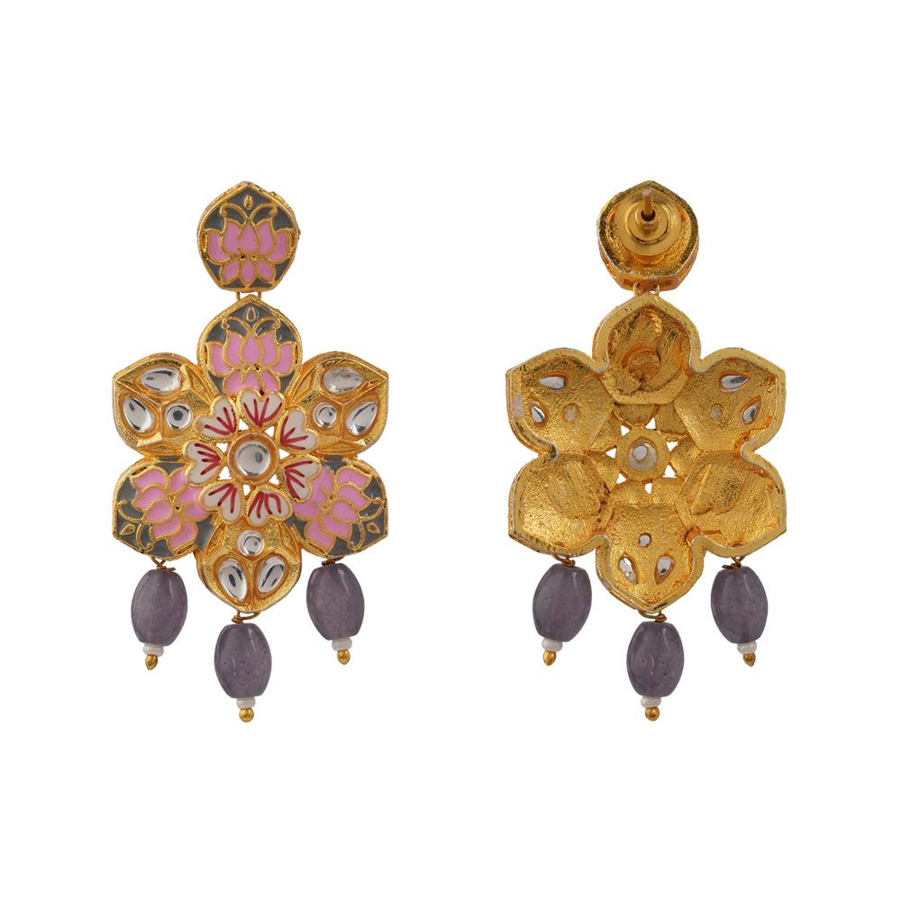 Liyana- Stone studded Neckpiece set(Gray)