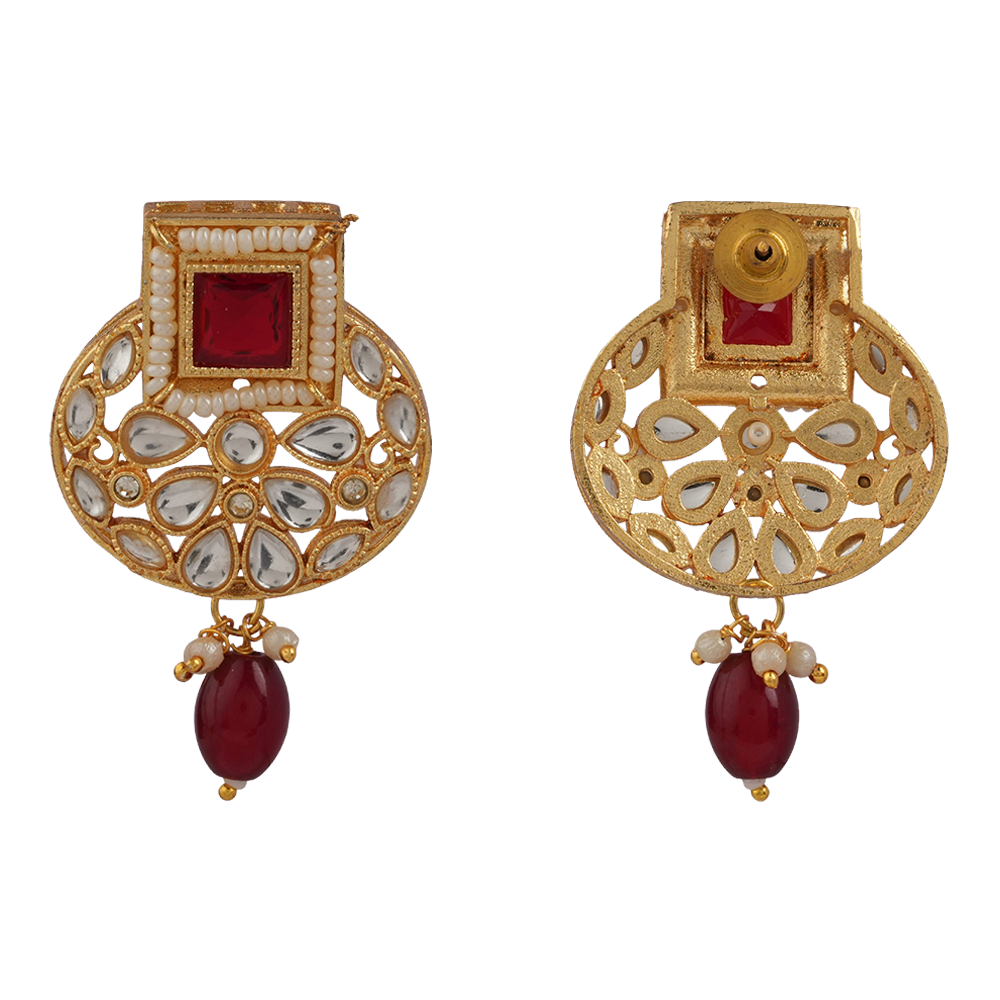 Veha- Stone studded Neckpiece set(Red)