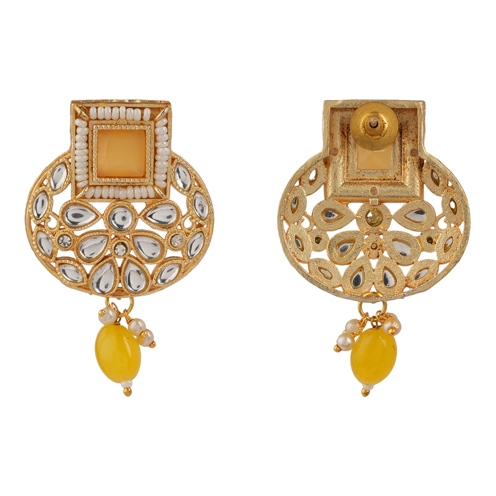 Veha- Stone studded Neckpiece set(Yellow)