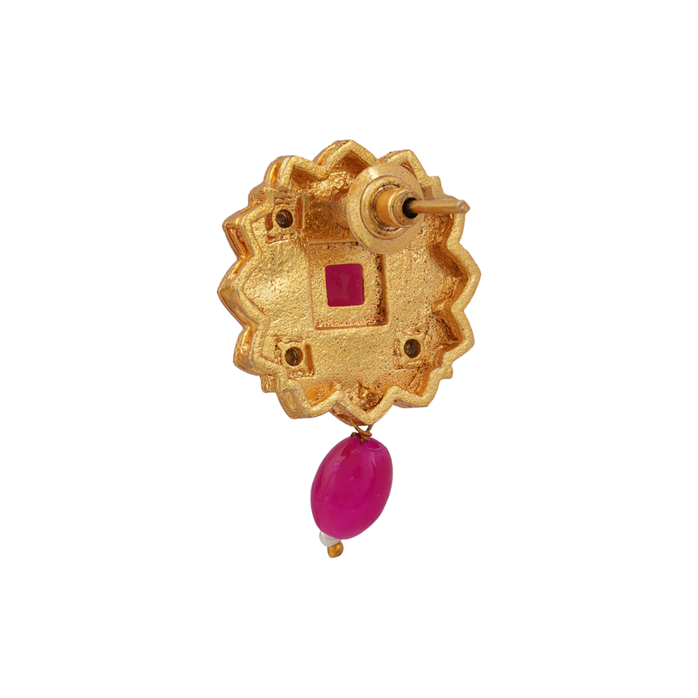 Iyana- Stone studded Neckpiece set(Dark Pink)