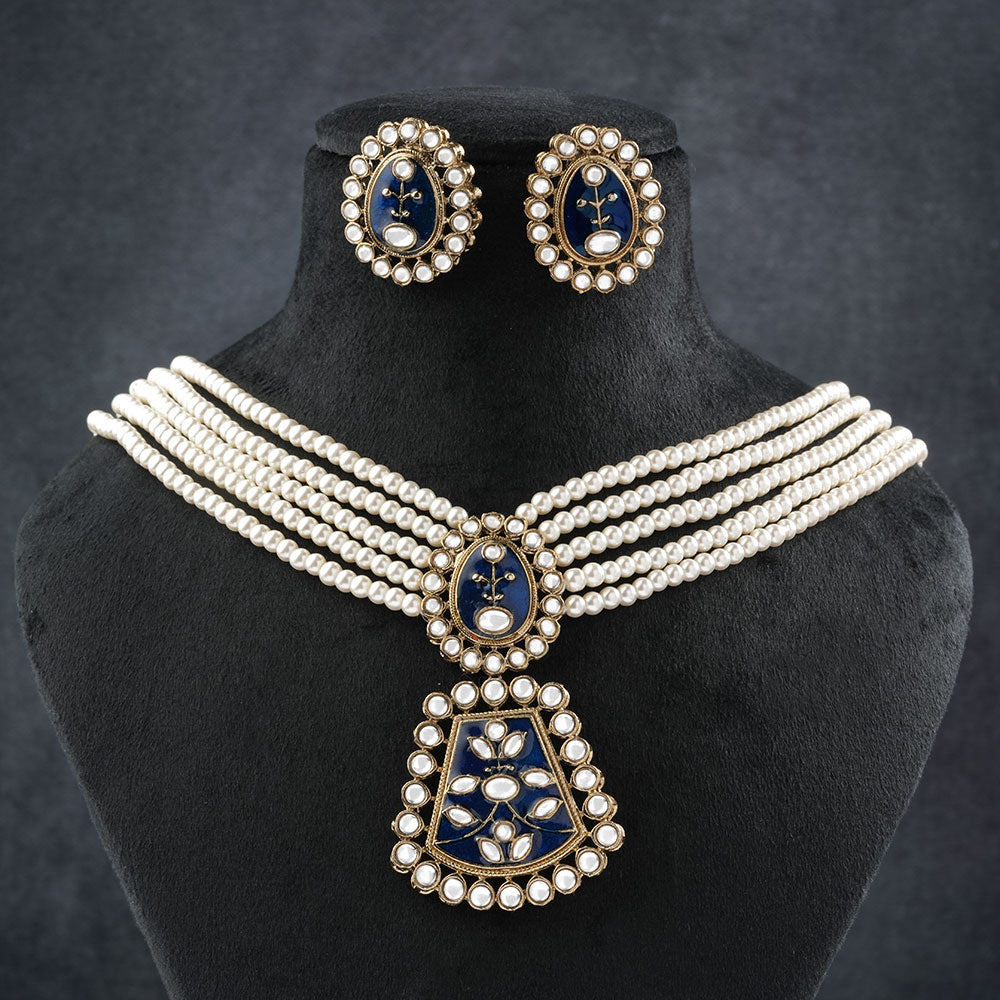 Ziva- Stone studded Neckpiece set(Blue)