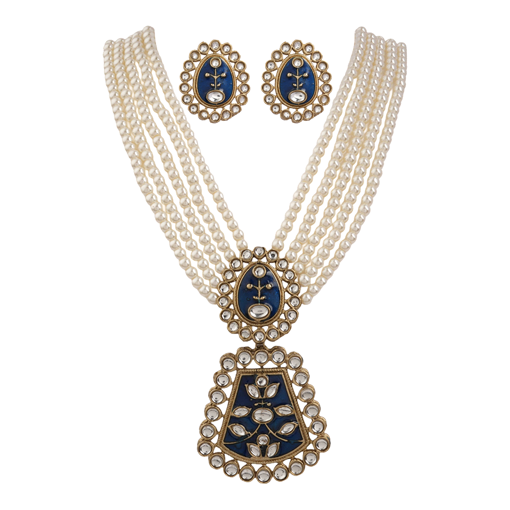 Ziva- Stone studded Neckpiece set(Blue)