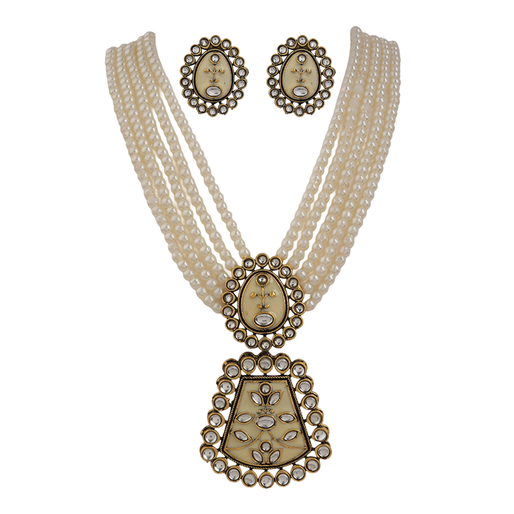 Ziva- Stone studded Neckpiece set(White)