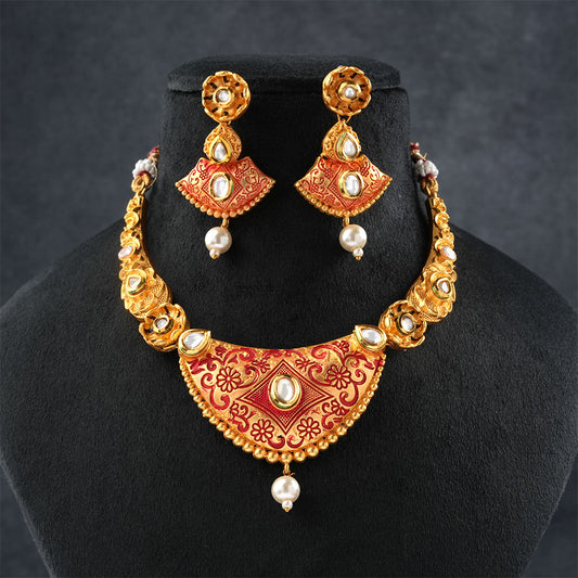 Aneri - Stone studded hanging pearls Neckpiece