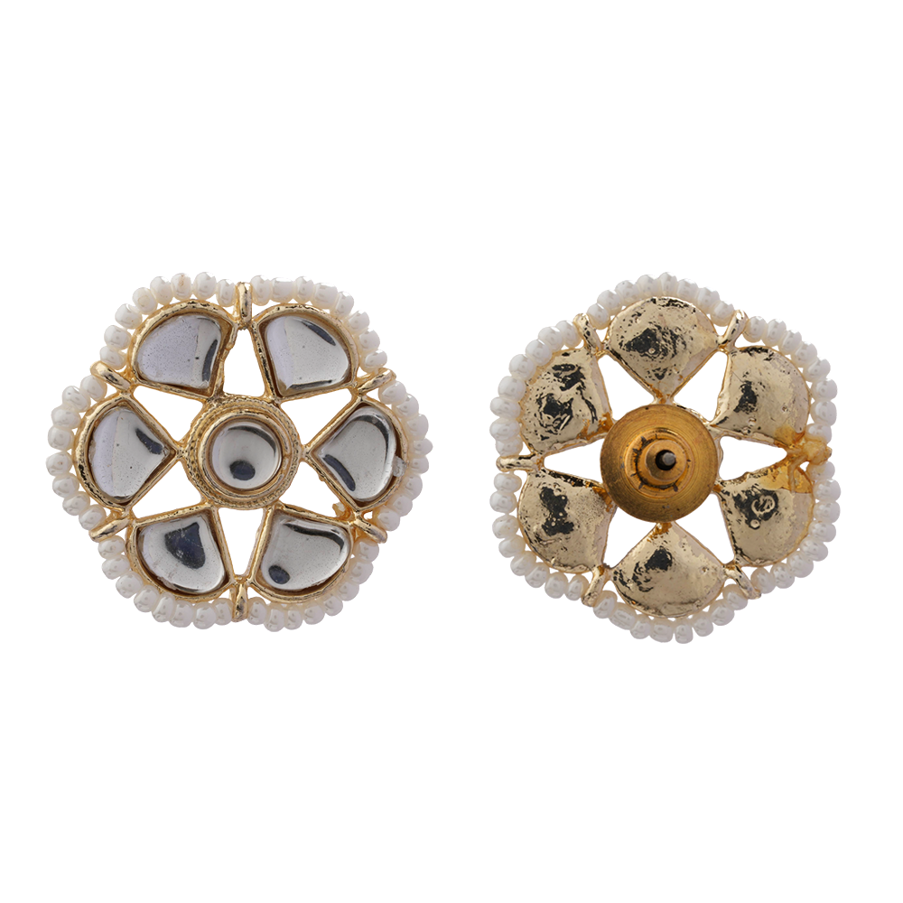 Mridula- Stone studded Beaded Neckpiece Set(White)