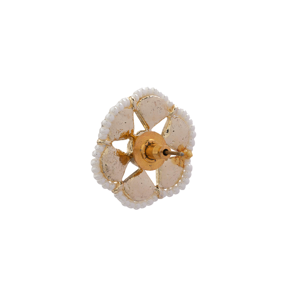 Mridula- Stone studded Beaded Neckpiece Set(White)