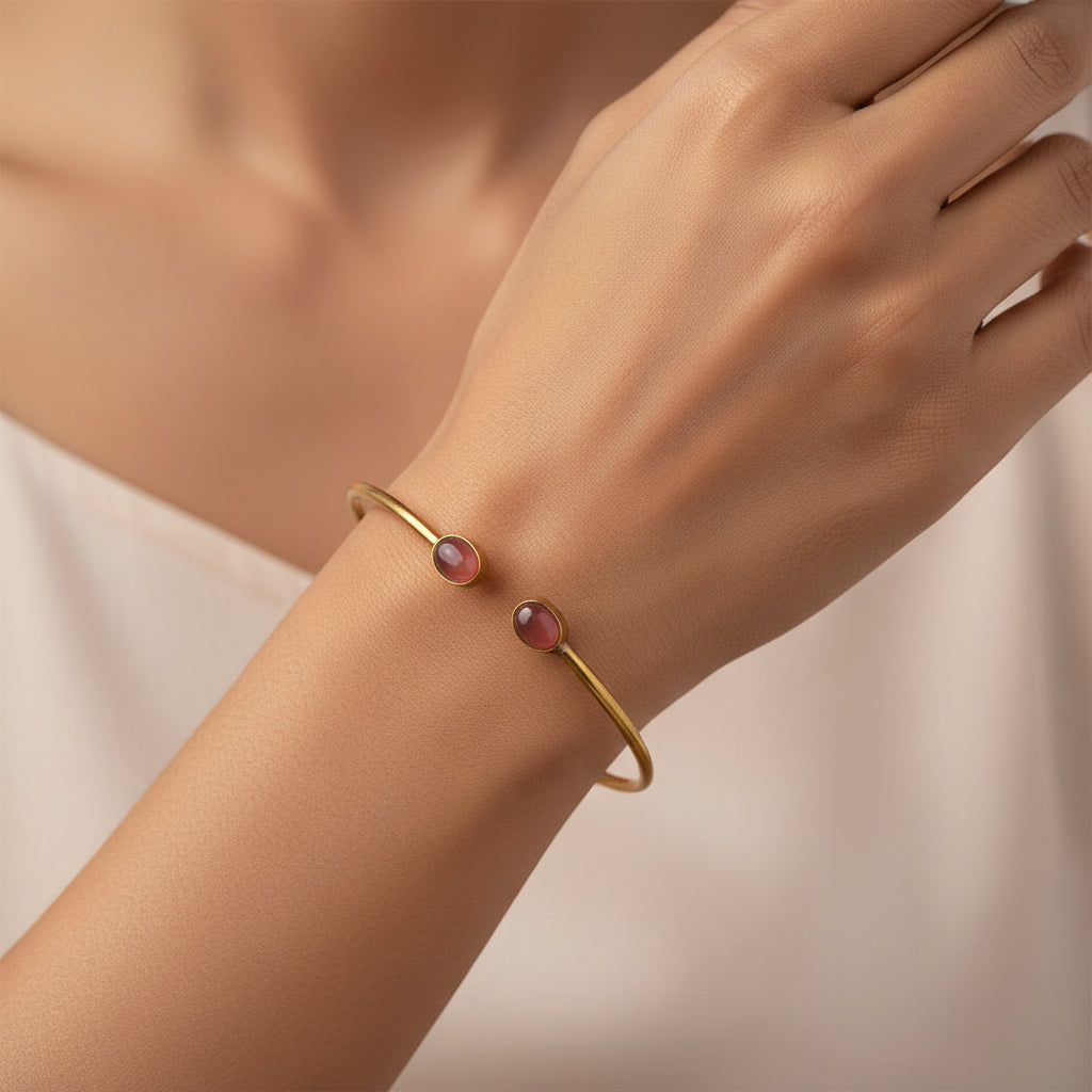 Trisha- Stone Studded Golden Bracelet(Red)