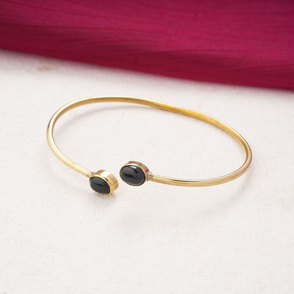 Trisha- Stone Studded Golden Bracelet(Black)