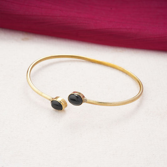 Trisha- Stone Studded Golden Bracelet(Black)