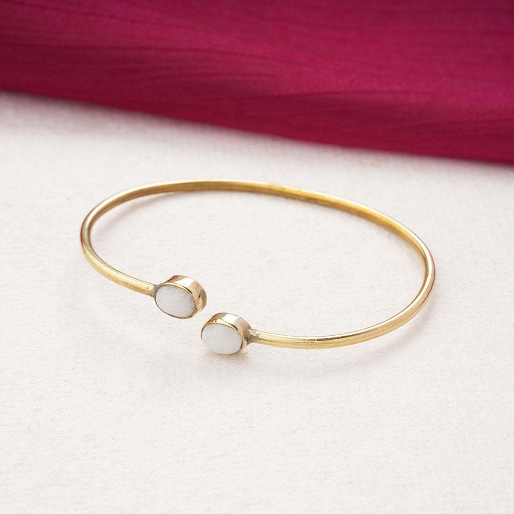 Trisha- Stone Studded Golden Bracelet(White)