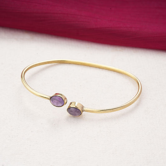 Trisha- Stone Studded Golden Bracelet(Purple)