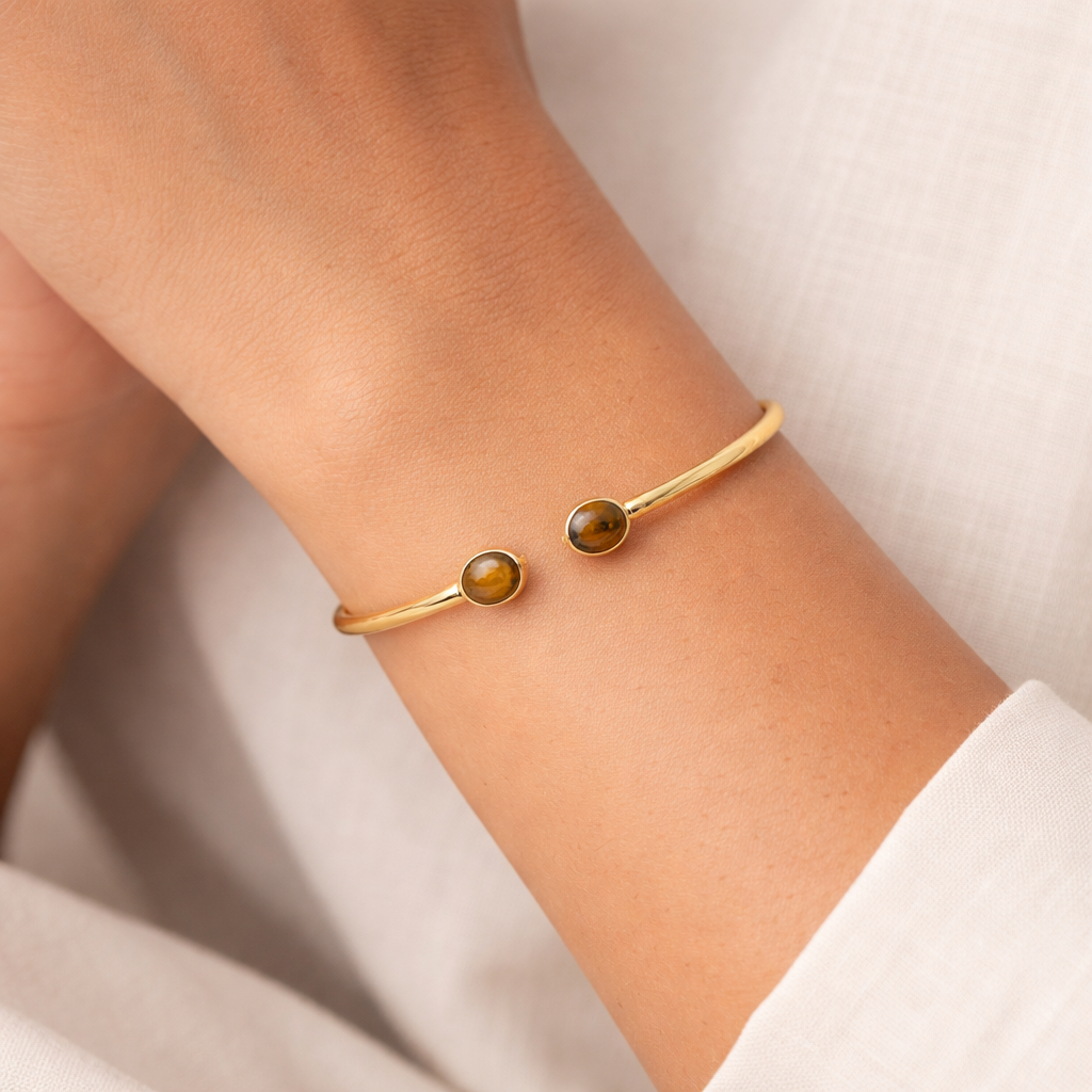 Trisha- Stone Studded Golden Bracelet(Brown)