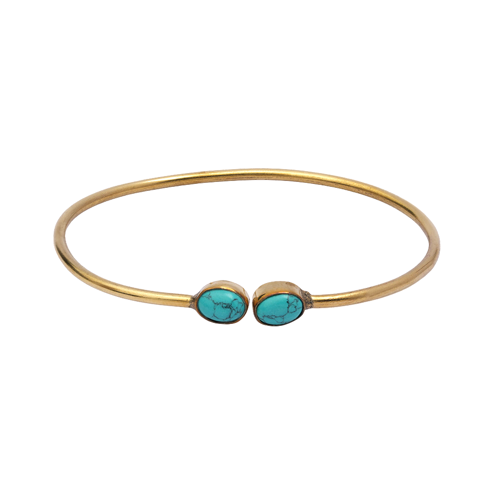 Trisha- Stone Studded Golden Bracelet(Sky Blue)