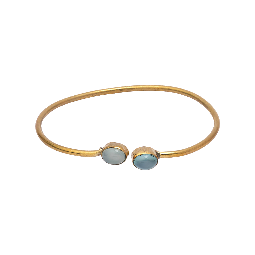 Trisha- Stone Studded Golden Bracelet(Light Blue)