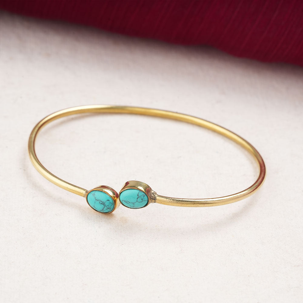 Trisha- Stone Studded Golden Bracelet(Sky Blue)