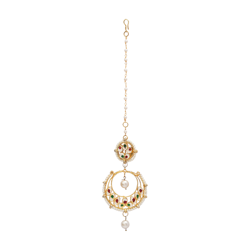 Priyanka- Stone Studded Hanging Pearl Mangtikka