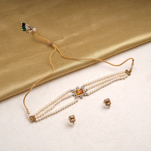 Hema- Stone Studded Beaded Neckpiece Set