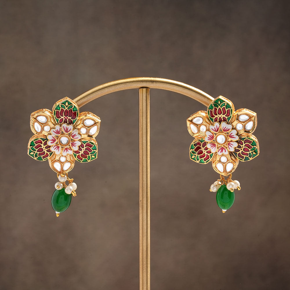 Elvisha- Hanging Bead Stud Earrings(Green)