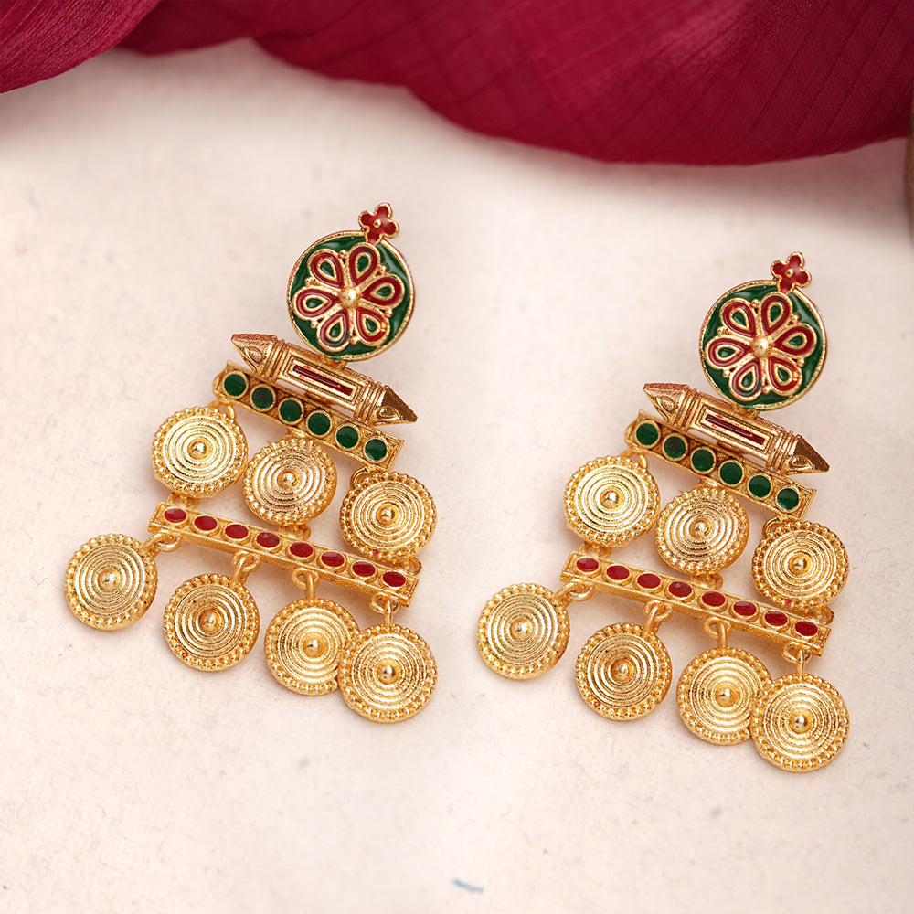 Aira- Stone Studded Dangler Earrings(Multicolored)