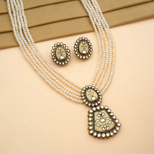 Ziva- Stone studded Neckpiece set(White)