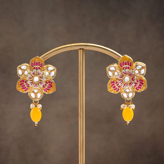 Elvisha- Hanging Bead Stud Earrings(yellow)